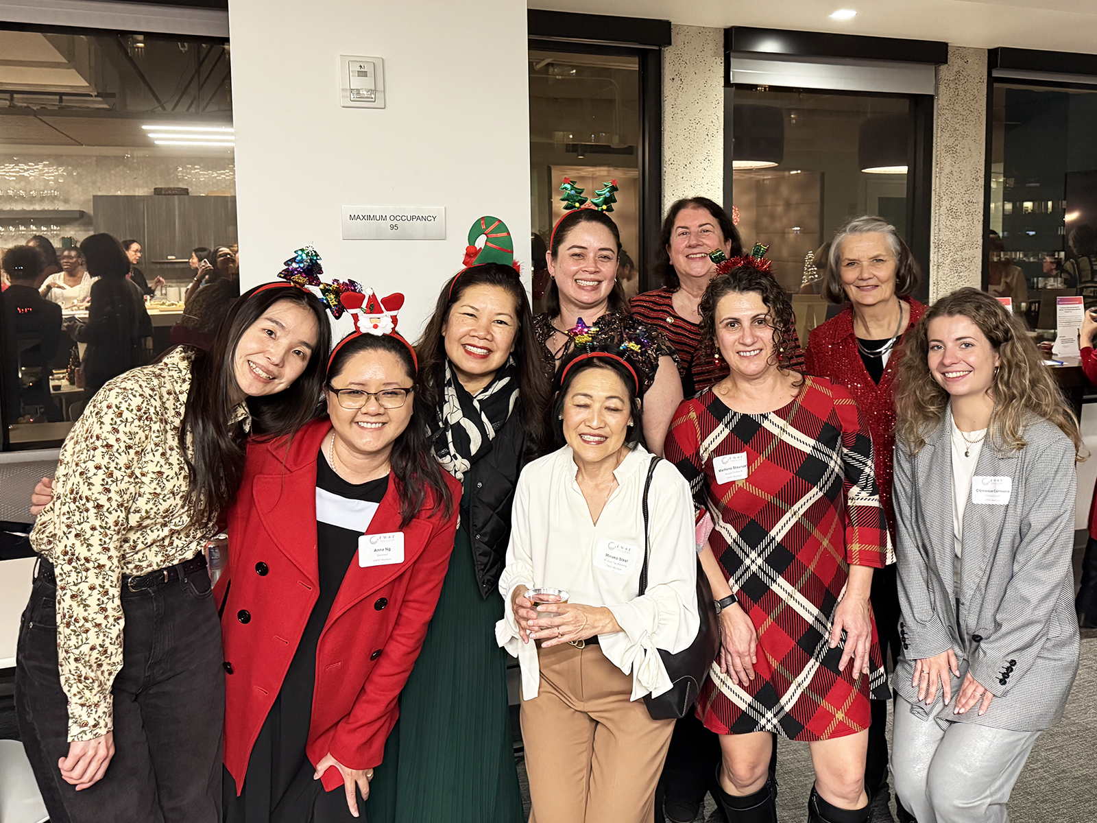 women at holiday party