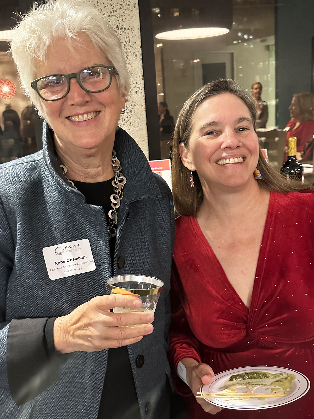 women at holiday party