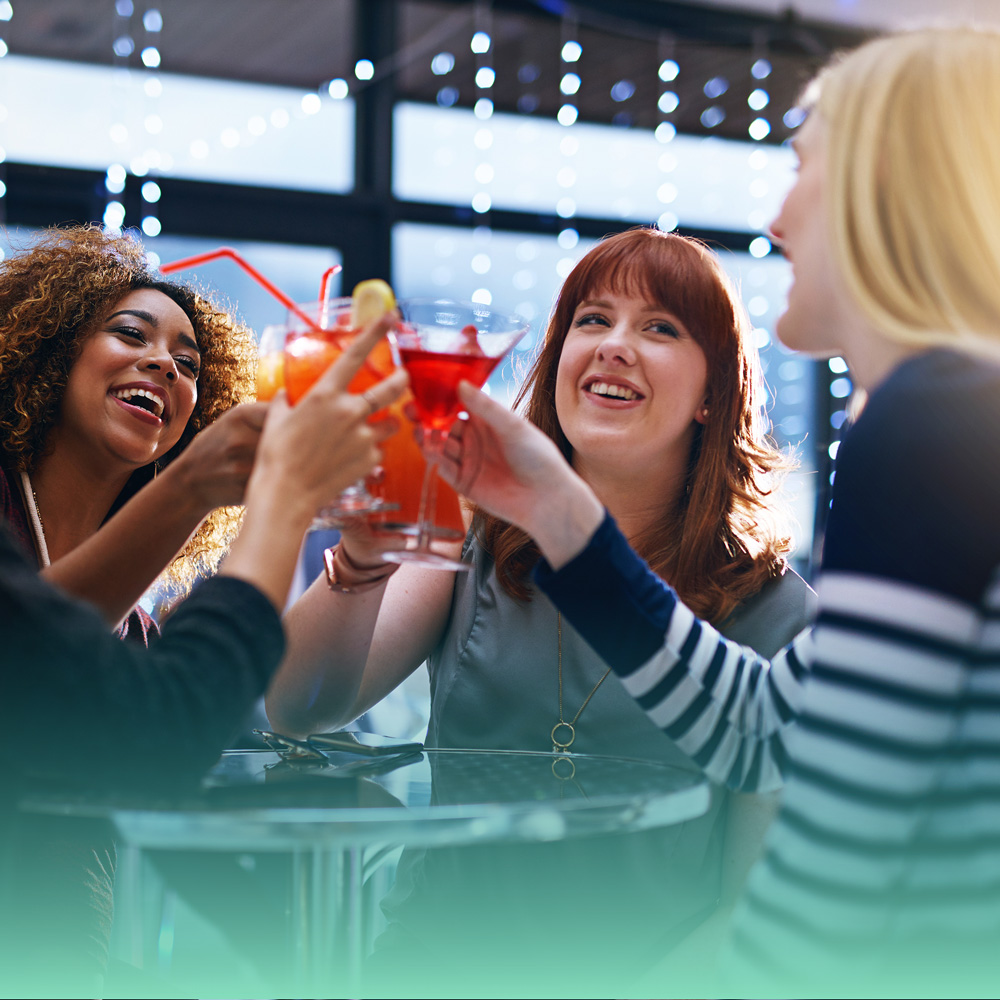 Women drinking wine